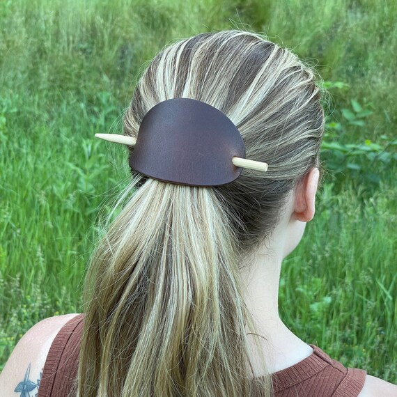 Leather Hair Barrette With Stick Hair Accessory for Woman Etsy