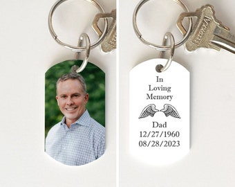 Loss of Father memorial keychain, In Loving Memory Personalized Photo keychain, Picture keychain - Bereavement gift