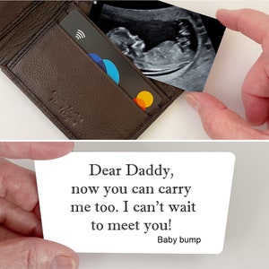 Ultrasound Wallet Card for a 1st time Dad, Can't wait to meet you Sonogram picture, Metal photo wallet card insert Father's Day gift image 4