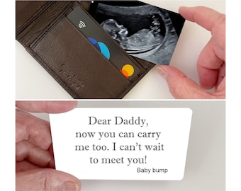 Ultrasound wallet card, Now you can carry me too sonogram picture, Metal photo wallet card insert - 1st Father's Day gift