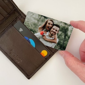 Custom metal wallet photo card for husband, Boyfriend gift, Personalized wallet card for military deployment, Anniversary gift for him