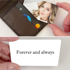 Wallet card with photo for couples, Anniversary gift, Love note for groom, Personalized message