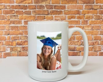 Custom mug with photo, Graduation mug, Personalized coffee mug, Photo coffee mug, Large ceramic coffee mug, Image both sides