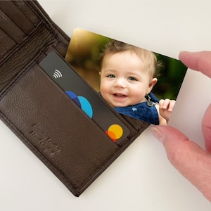 Tarjeta fotográfica de metal para hombres, tarjeta con foto de billetera de recuerdo sentimental para papá, inserto de tarjeta de billetera impermeable, regalo personalizado de los niños