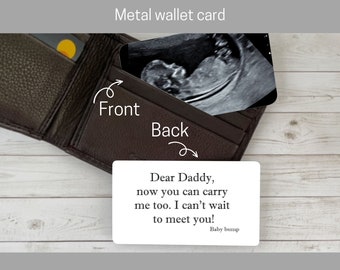 Tarjeta de billetera de ultrasonido para un papá por primera vez, No puedo esperar para conocerte Imagen de sonograma, Inserto de tarjeta de billetera de fotos de metal - Regalo del Día del Padre