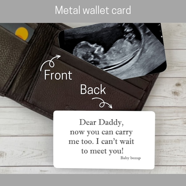 Ultrasound Wallet Card for a 1st time Dad, Can't wait to meet you Sonogram picture, Metal photo wallet card insert - Father's Day gift