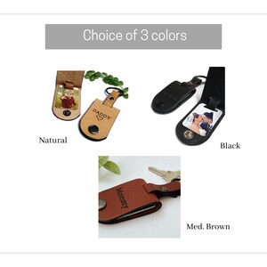 Leather keychain for Mom Photo keychain personalized Custom picture keychain Gift from kids Choice of color and engraving. image 4