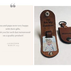 Leather keychain for Mom Photo keychain personalized Custom picture keychain Gift from kids Choice of color and engraving. image 7