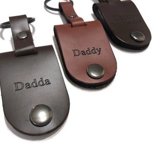 Personalized Keychain, Engraved leather keychain for Dad with photo, Dad birthday gift, Sentimental gift customized for men image 3