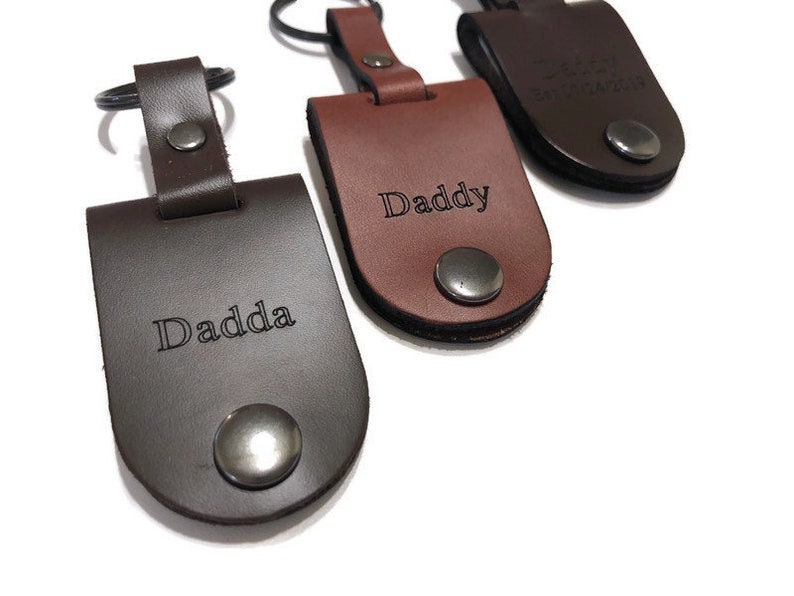 Personalized Keychain, Engraved leather keychain for Dad with photo, Dad birthday gift, Sentimental gift customized for men image 3