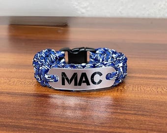 Boys Name Bracelet: Custom Kids Teen Bracelet - Paracord Climbing Rope