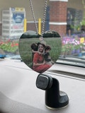 Rear View Mirror Picture Charm: Heart Ornament Car Photo Pendant