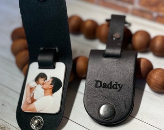 Personalized Leather Photo Keychain, Dad gift, Drive Safe, First Time Daddy - Birthday, Anniversary, Father's Day, Sentimental gift -SK3924