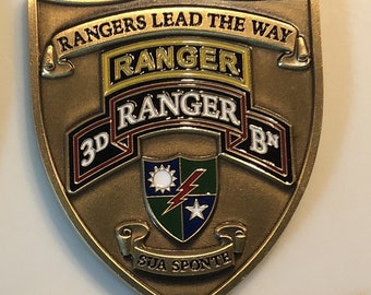 3D Ranger Battalion Shield Challenge Coin