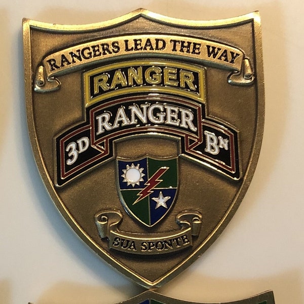 3D Ranger Battalion Shield Challenge Coin