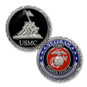 U.S. Marine Corps Veteran Challenge Coin Iwo Jima Flag Raising