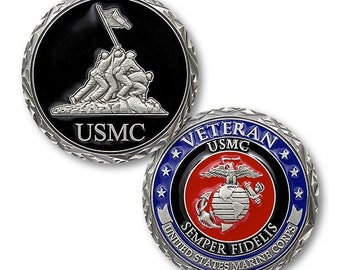 U.S. Marine Corps Veteran Challenge Coin Iwo Jima Flag Raising