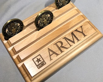 Etched ARMY Challenge Coin Display Holds up to 16 Coins