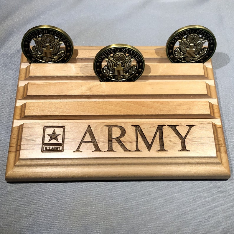 Etched ARMY Challenge Coin Display Holds up to 16 Coins image 2