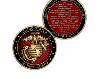 United States Marine Corps Rifleman's Creed Challenge Coin