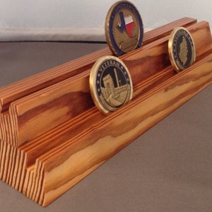 Antique Heart Pine Challenge Coin Display Holder for 10-12 Coins image 2