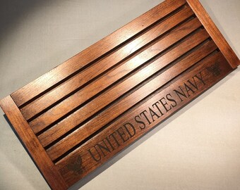 Cherry Laser Etched United States NAVY Challenge Coin Display Holder For 30-35  Coins