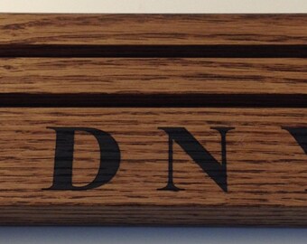 FDNY Fire Department New York Etched Challenge Coin Display Oak Stained Dark Walnut Holds up to 12 Coins