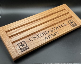 UNITED STATES ARMY Oak Challenge Coin Display for 15-18 Coins