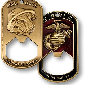 U.S. Marine Corps Devil Dogs Bottle Opener Challenge Coin