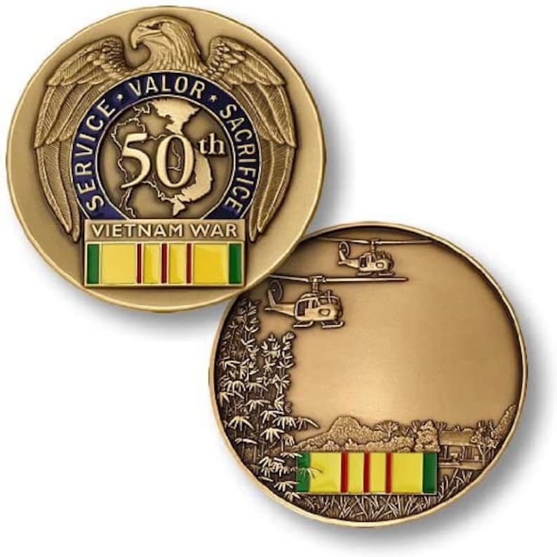 Vietnam Veteran 50th Anniversary Challenge Coin Bild 1