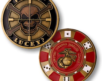 U.S. Marine Corps Feelin Lucky Challenge Coin Great Poker Marker