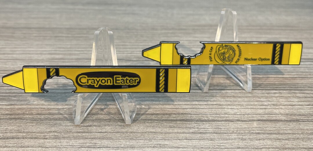 USMC Yellow Crayon Eater Bottle Opener Challenge Coin Nuclear Etsy