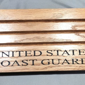 Laser Etched United States COAST GUARD Oak Challenge Coin Display for 18-21 Coins image 2