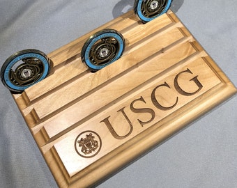 Etched USCG Challenge Coin Display Holds up to 16 Coins