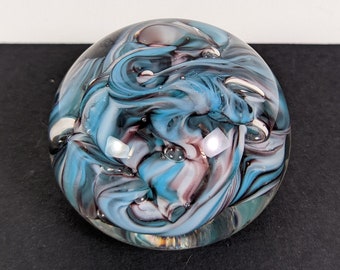 Hand Made Glass Paperweight - Purple and Blue Swirl - Hand Sculpted Art Glass