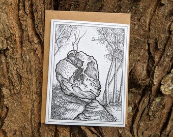 Giant City State Park Rock - Blank Card with Envelope - Pen and Ink Drawing