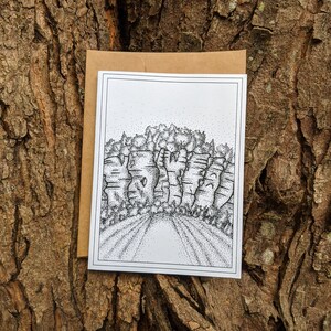 LaRue Pine Hills Rock Bluffs - Blanco kaart met envelop - Pen en inkt tekening