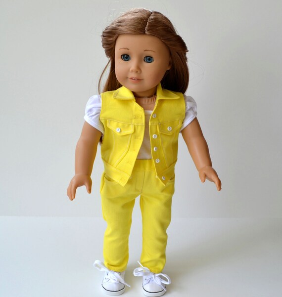 Items similar to Doll Clothes fits American Girl Jeans, Vest, Tee