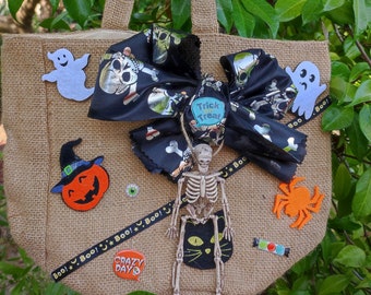 Sac "un bonbon ou un sort" pour petit sorcier  - fait main