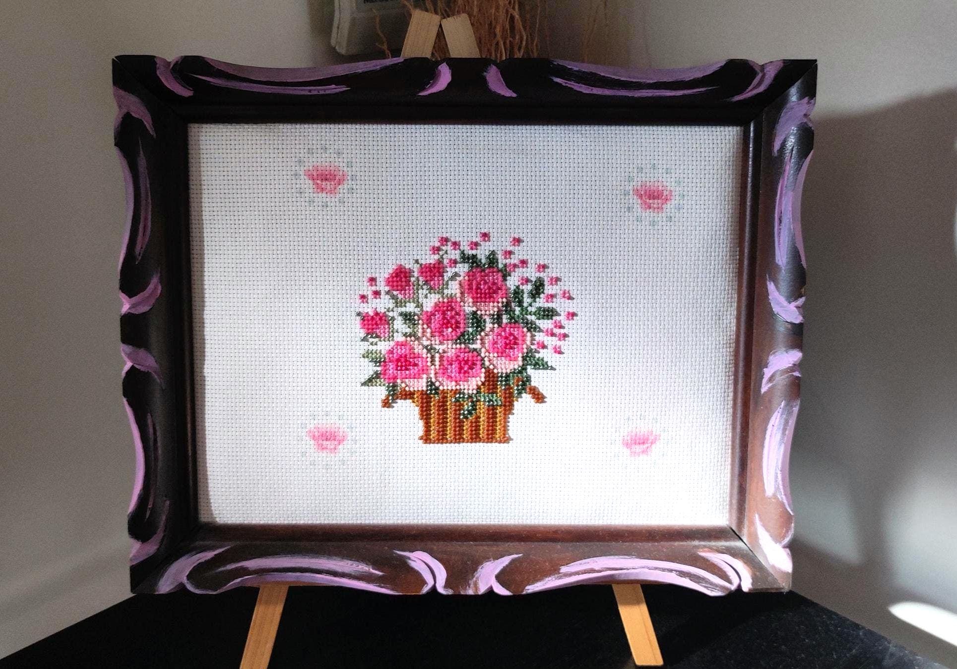 Bouquet of Roses - Cross Stitch and Bead Embroidery - Handmade - Etsy