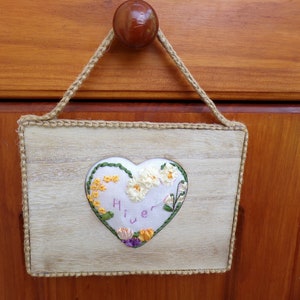 Un coeur en hiver - broderie rubans faite main