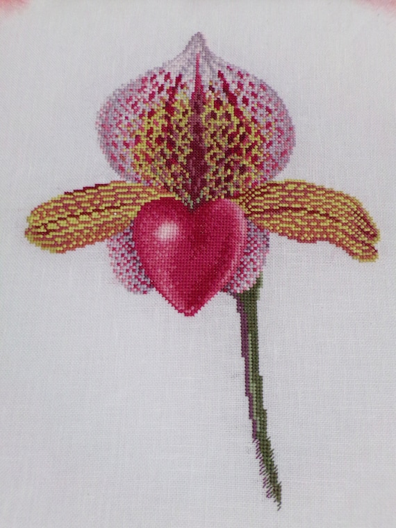 Pintura de orquídeas pezuña de Venus bordado hecho a mano - Etsy México Pintura de orquídeas pezuña de Venus bordado hecho a mano - Etsy México