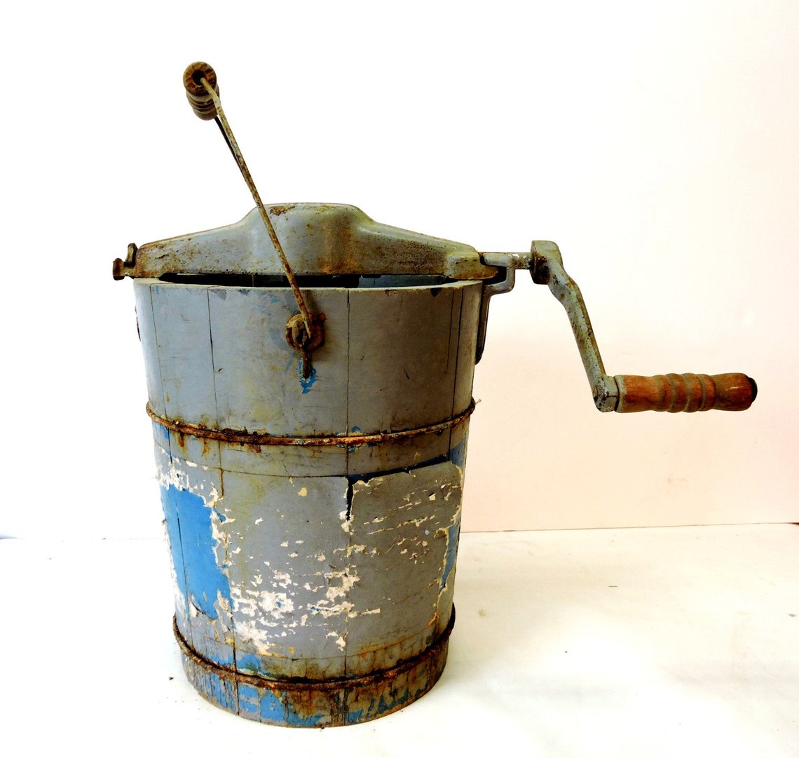 Old Wood Ice Cream Maker Hand Crank Maid of Honor Wood Bucket image 0