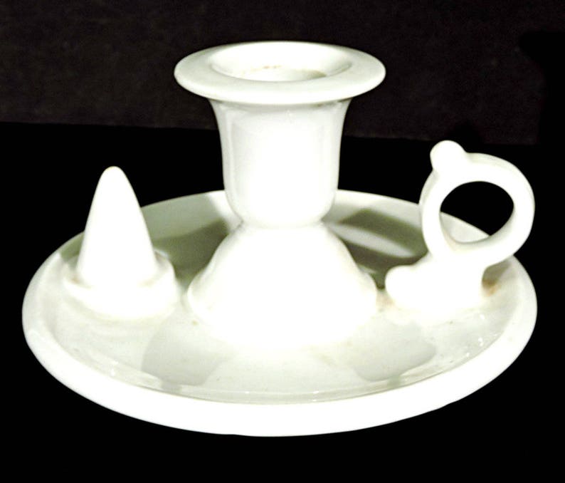 Chamber Stick Nightstand Candle Holder White Ironstone Etsy