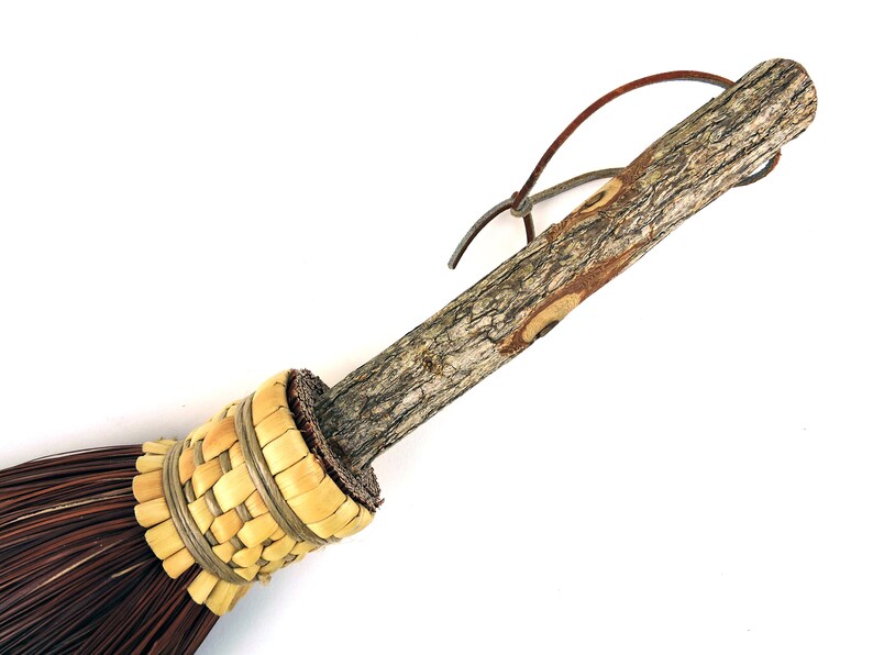 Hearth Broom Rustic Long Handle Fireplace Old Hickory Shaft Primitive Farmhouse Broom