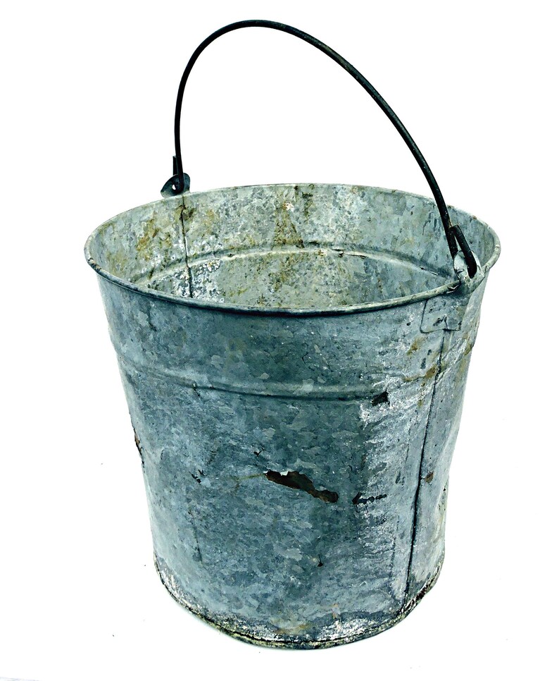 Galvanized Bucket Rustic Rusty Farmhouse Galvanized Pail Large Etsy