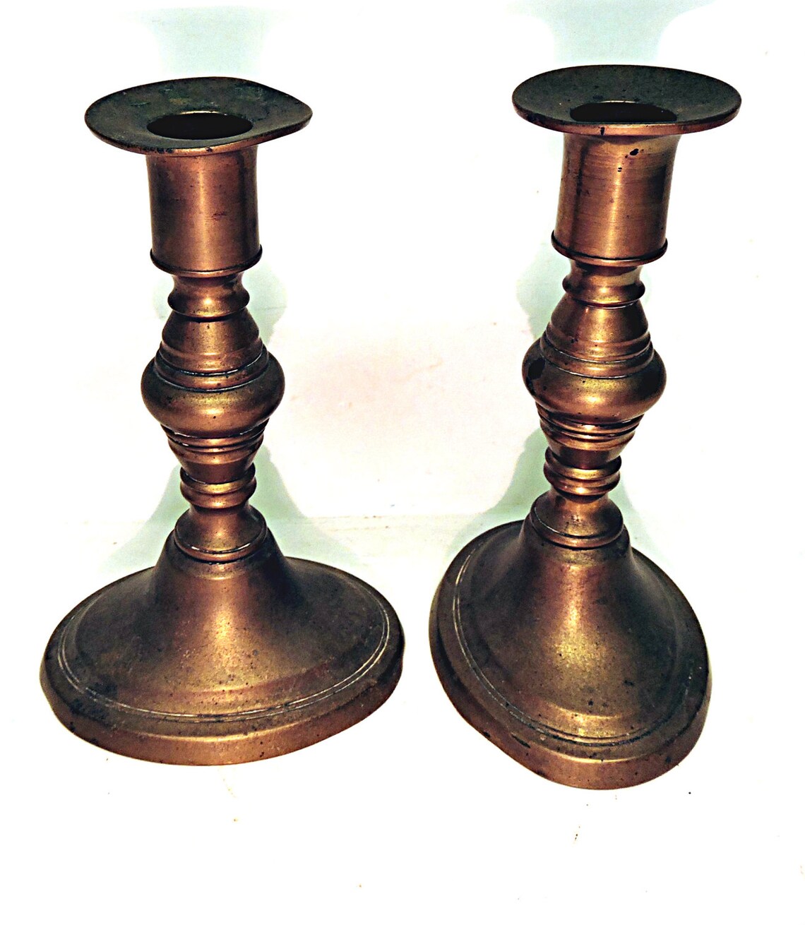 Primitive Brass Push up Candlesticks Antique Set of 2 Lodge Etsy