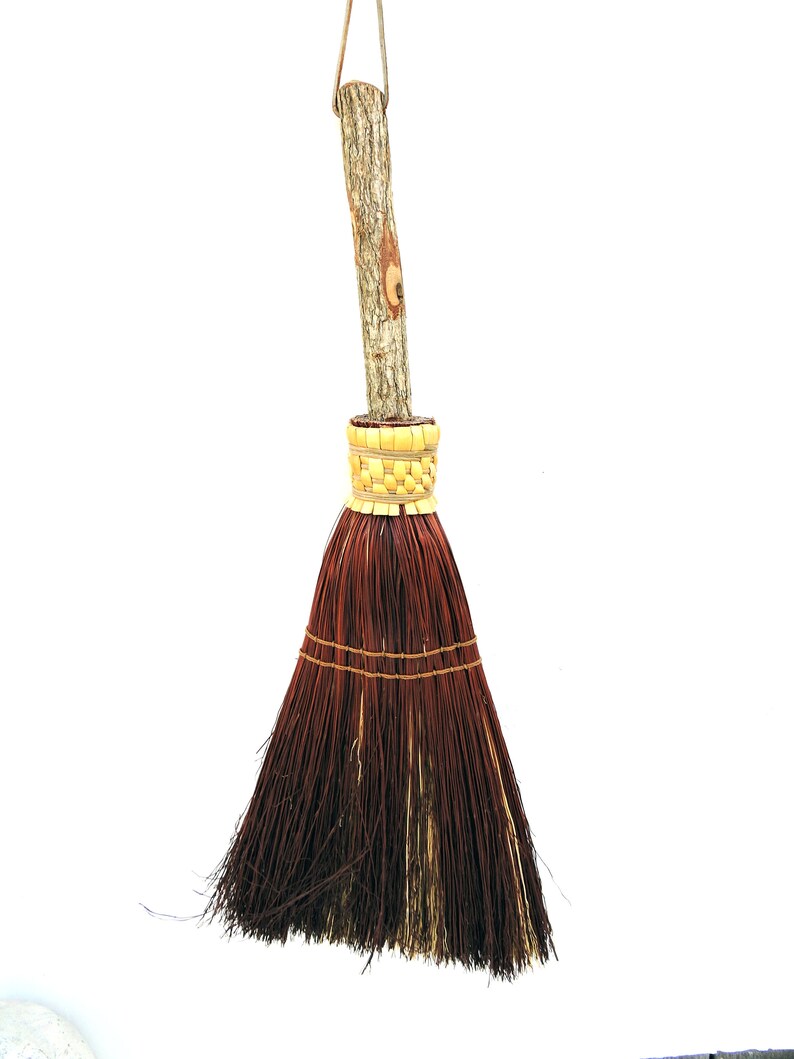 Hearth Broom Rustic Long Handle Fireplace Old Hickory Shaft Primitive Farmhouse Broom