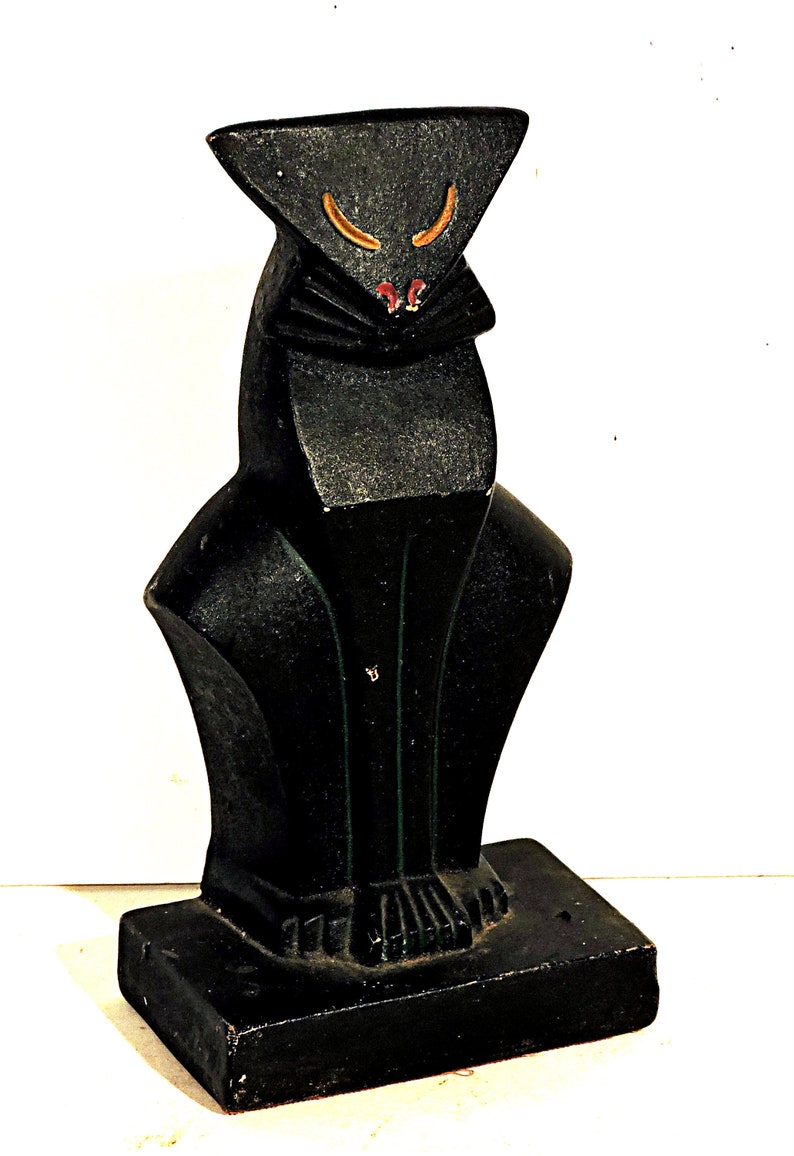 Cubist Black Cat Statue Original 1920s Geometric Brutalist | Etsy