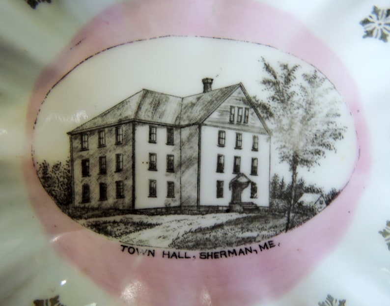 Sherman Mills Maine Pin Dish Pink Luster Souvenir Etsy